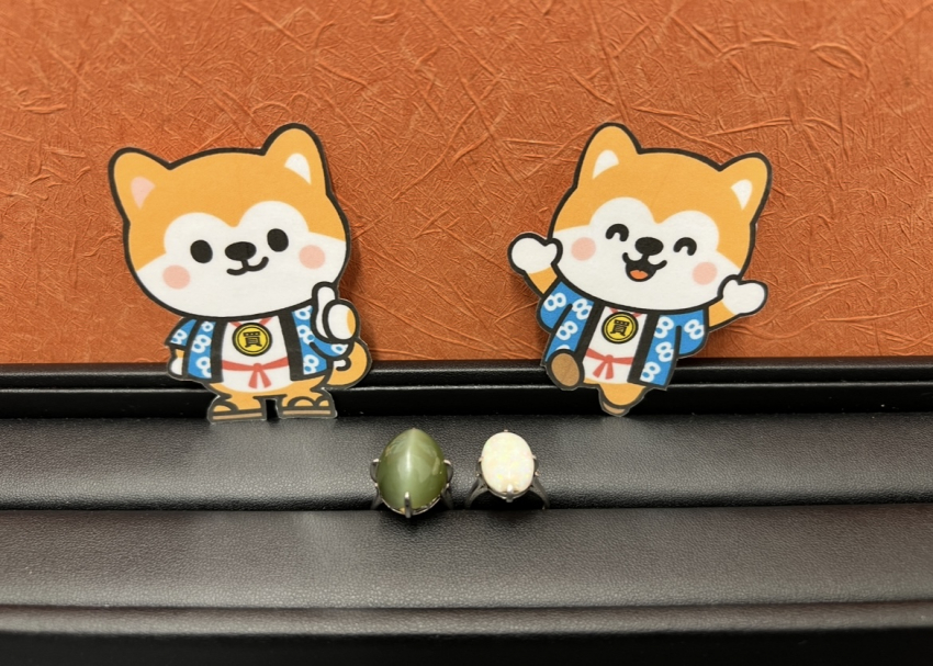 オパール付きPT900リング・キャッツアイ付きPT900リング