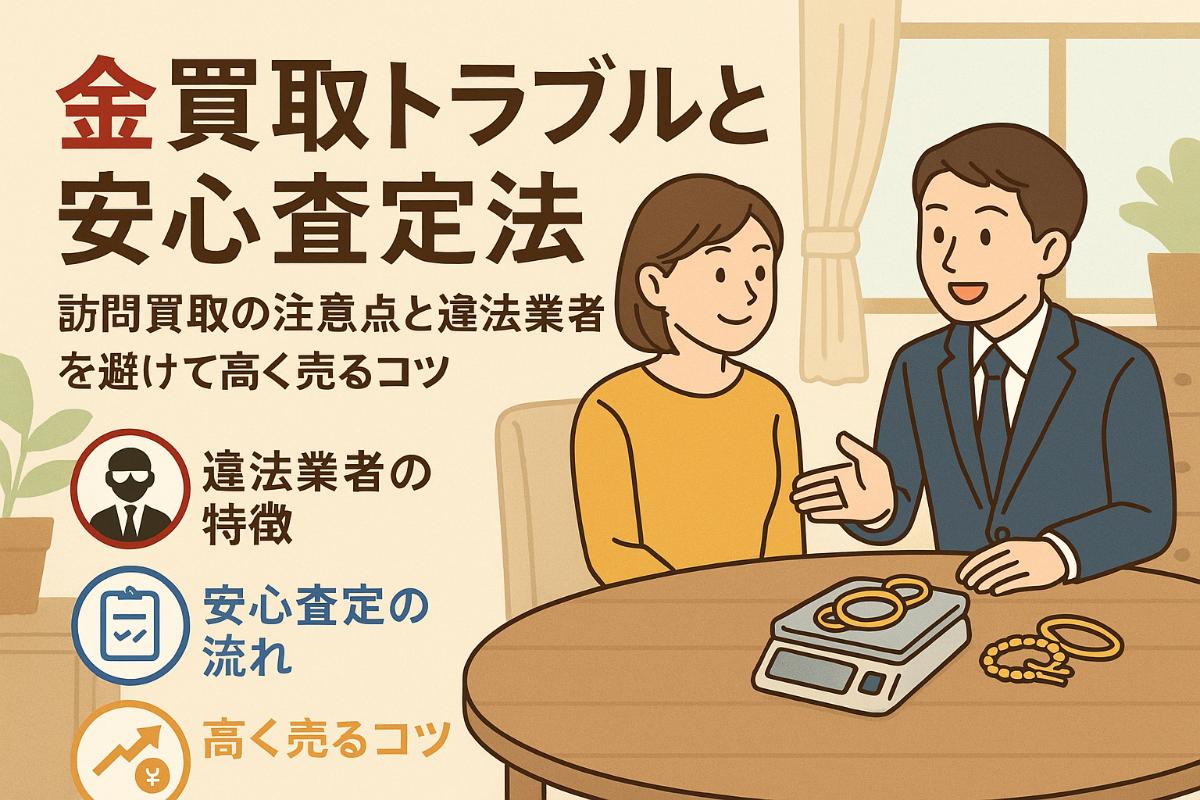 金買取の訪問によるトラブル事例と違法業者の見分け方｜安心査定のチェックポイントと高く売る方法