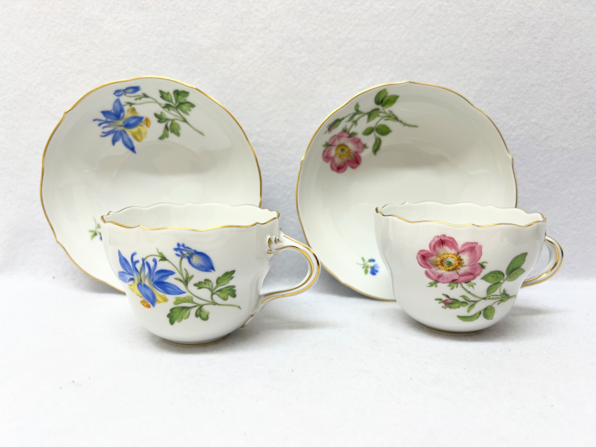 Meissen マイセン ブランド洋食器 ティーカップ＆ソーサー フラワー 2客セット