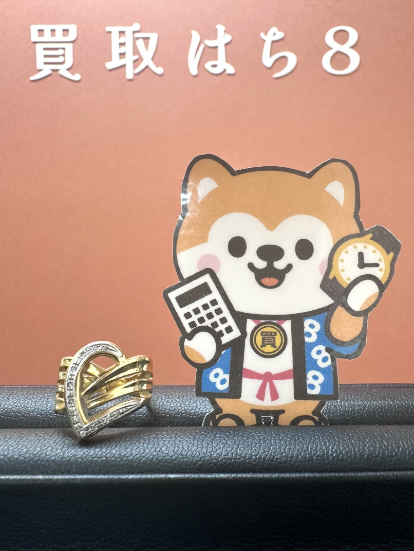 Pt900/K18 金・プラチナ コンビリング メレダイヤ付き