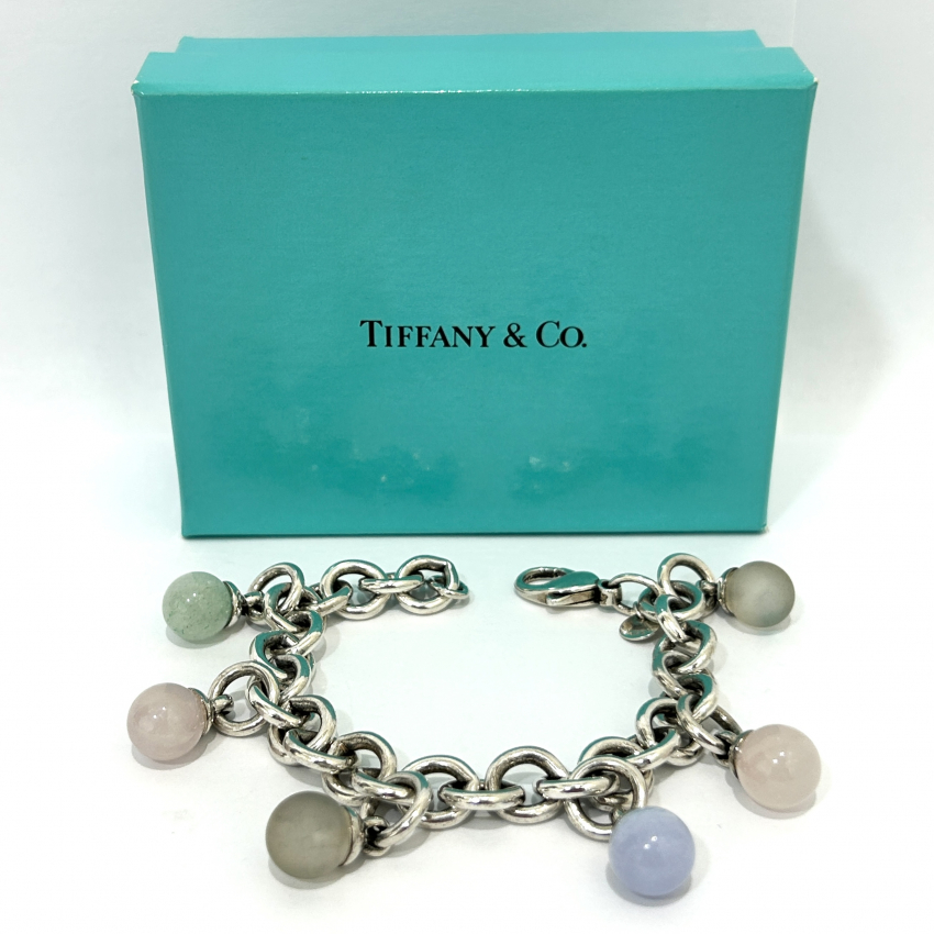 ティファニー 925 スターリングシルバーブレスレット マルチカラーストーン