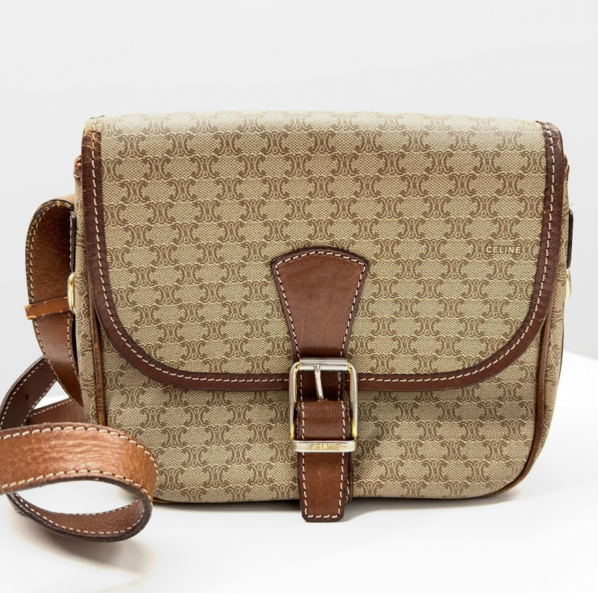 CELINE　オールドCELINE　マカダム柄　ショルダーバッグ