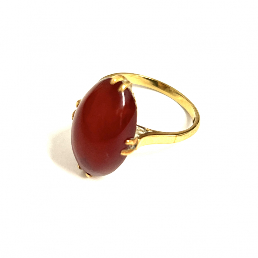 K18　リング　赤石