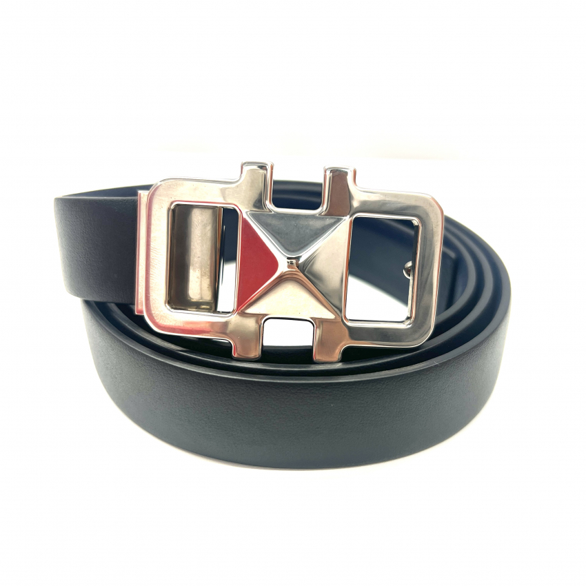 Salvatore Ferragamo サルヴァトーレ フェラガモ レザー シルバー金具 ベルト リバーシブル ブラック＆ネイビー 