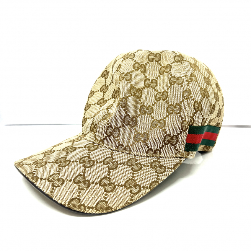 GUCCI　GGキャンバス　シェリーライン　ベースボールキャップ　ブラウン