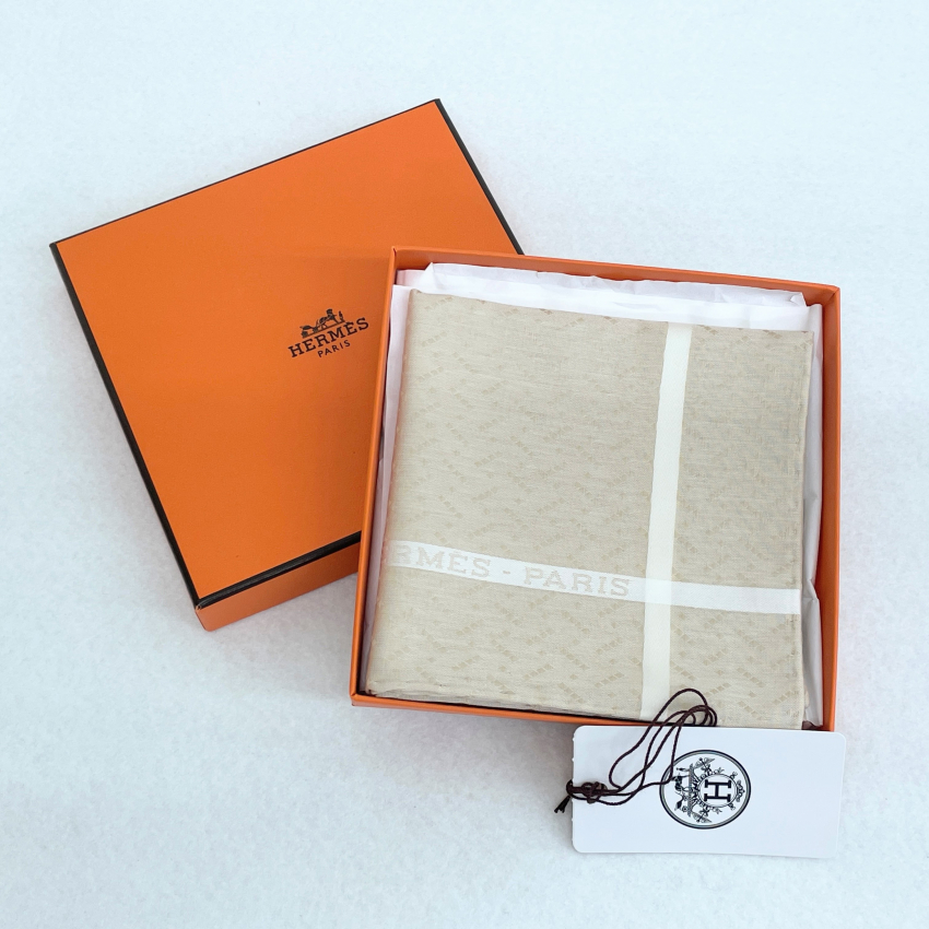 HERMES(エルメス) コットン ハンカチ ベージュ 